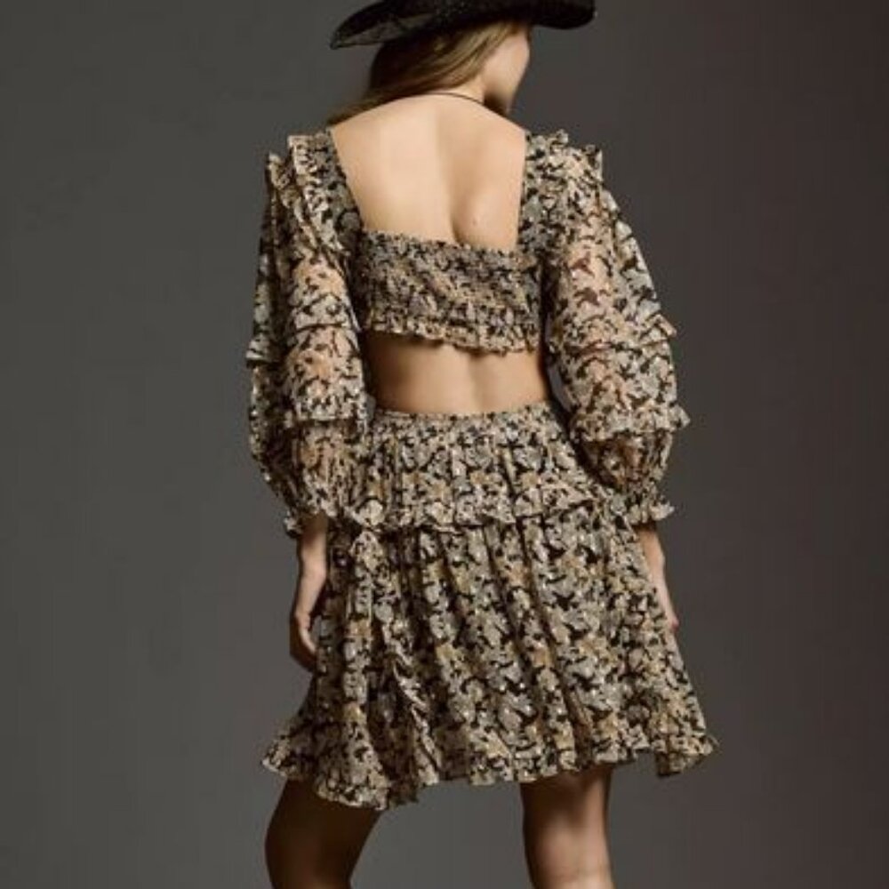 By Anthropologie v-neck Ruffle Cutout Dress - size M
